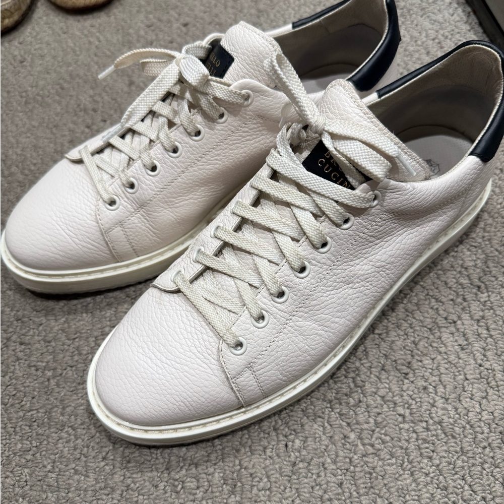 Brunello Cucinelli White and Black Sneakers
